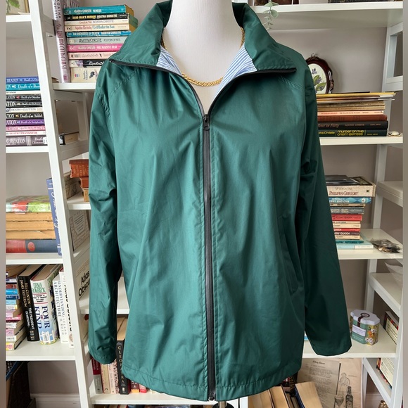 Spring jacket raincoat with roll up hood. Zipper, pockets. Size XL. EUC - Picture 2 of 11